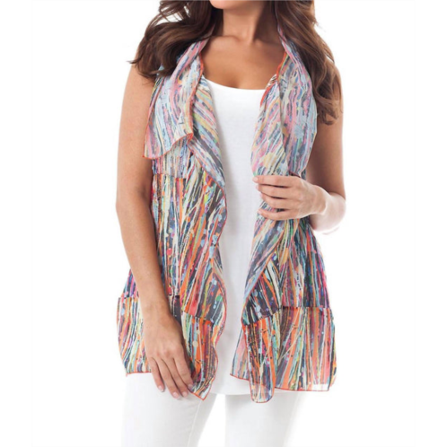 ANGEL splattered painted vest in white multi