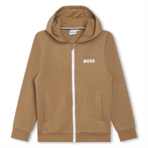 BOSS brown zip-up sweatshirt