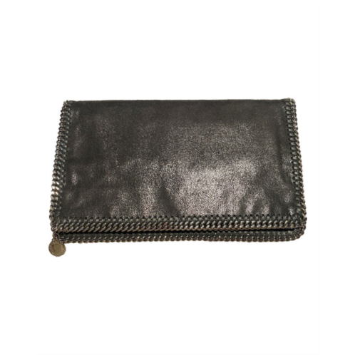 Stella Mccartney falabella foldover clutch in black vegan leather