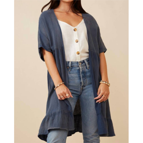 Hayden LA textured short sleeve kimono in blue