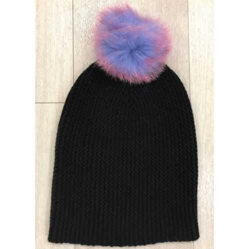 Autumn Cashmere womens unicorn hat with pom pom in black