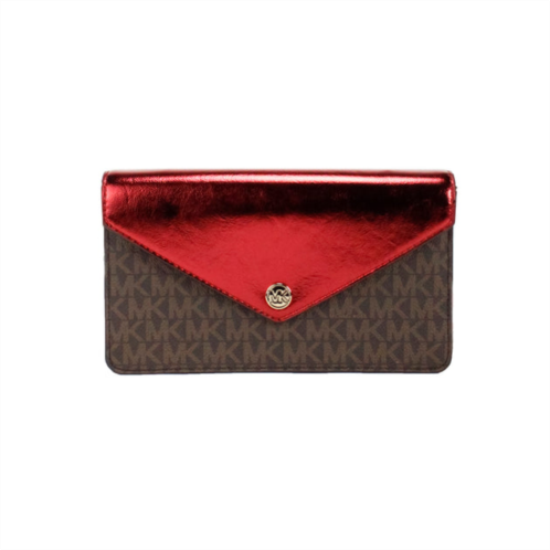 Michael Kors jet set travel crimson small flap clutch crossbody womens bag