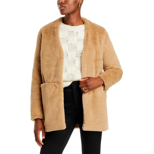 French Connection buona womens midi cold weather faux fur coat