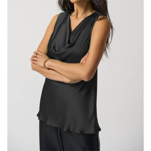 Joseph Ribkoff cowl neck satin top in black