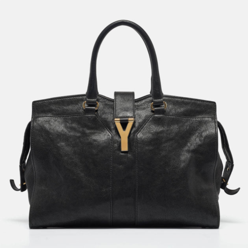 Yves Saint Laurent black leather medium cabas chyc tote