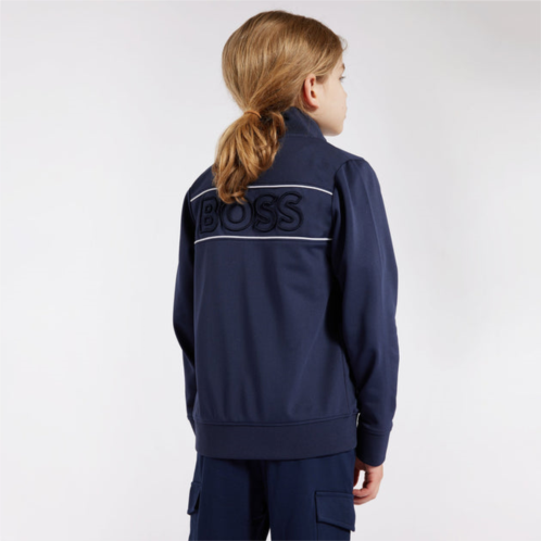 BOSS navy logo zip up sweatshirt