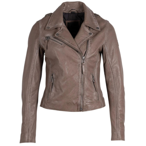 MAURITIUS christy star detail leather jacket in cozy taupe