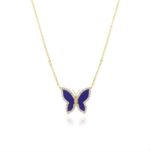 The Lovery lapis diamond butterfly necklace