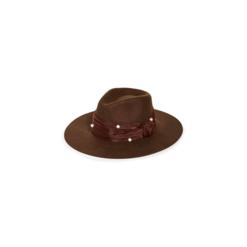 LELE SADOUGHI womens wool rancher hat in chocolate