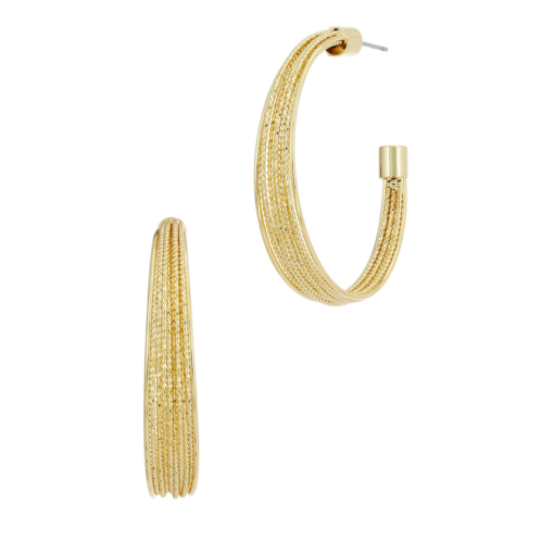SAVVY CIE JEWELS 18k gold plated diamond cut large hoop earrings