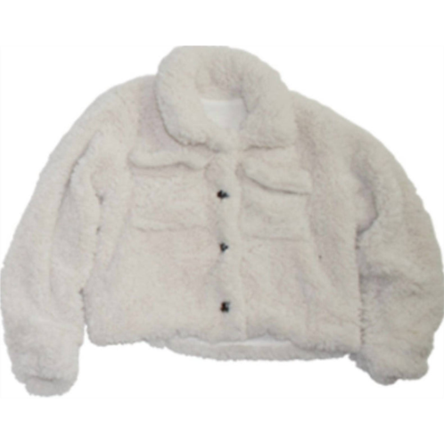 Flowers by zoe girls sherpa jacket in off white