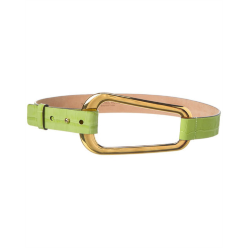 Michael Kors Collection organic buckle croc-embossed leather waist belt