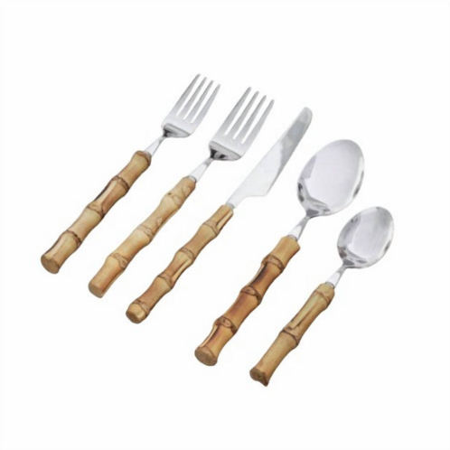 Beatriz Ball bamboo flatware set of 5 in silver & natural