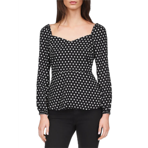 Michael Michael Kors womens puff sleeve polka dot peplum top