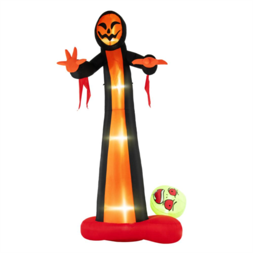 Hivvago 12 feet inflatable grim reaper ghost with built-in led lights and scary skull
