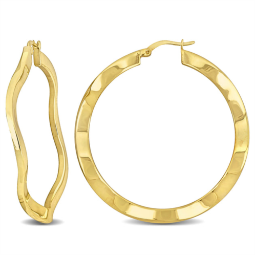 Mimi & Max 46x2.5mm wave hoop earrings in yellow plated silver