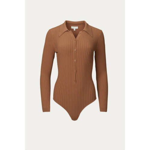 RONNY KOBO cyndie bodysuit in cognac