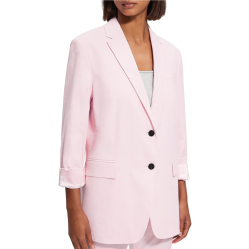 Theory womens cuff sleeve boyfriend fit two-button blazer