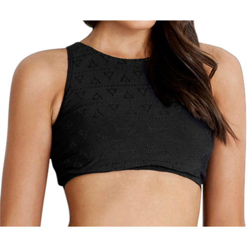 Seafolly active ladder back crop top in sea black