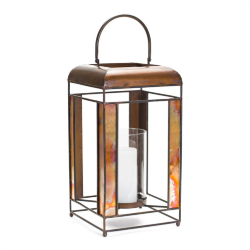 HouzBling lantern 9l x 17.25h metal/glass