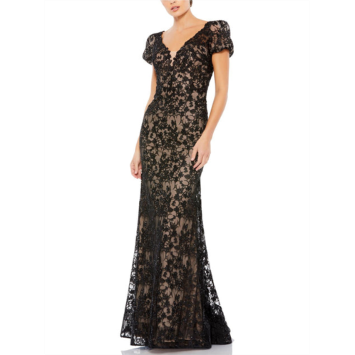 Mac Duggal womens lace trumpet evening dress