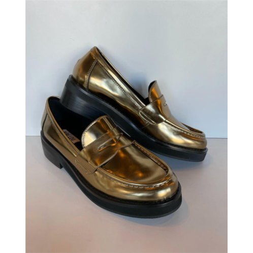 Bibi Lou womens jaya metallic loafer in oro/gold