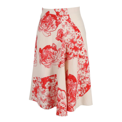 Stella Mccartney floral print a-line skirt in cream silk