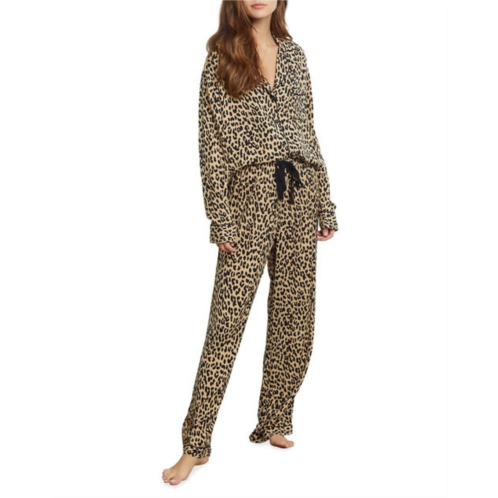 Rails clara animal print long pajama set in sand jaguar