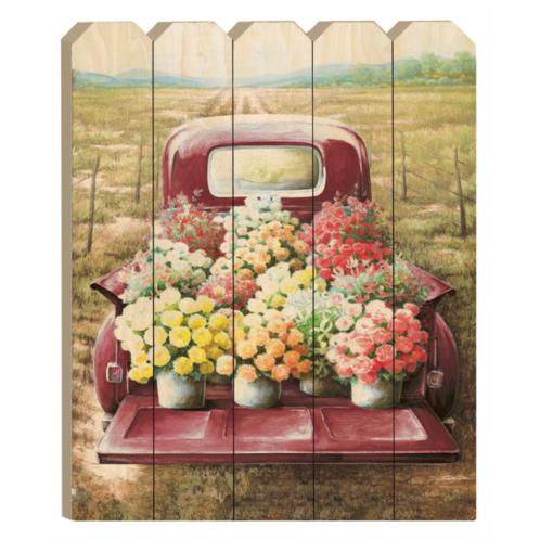 Homezia pretty red truck flowers for sale unframed picket fence wall art