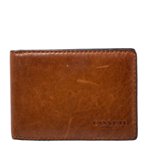 Coach brown leather bifold card holder