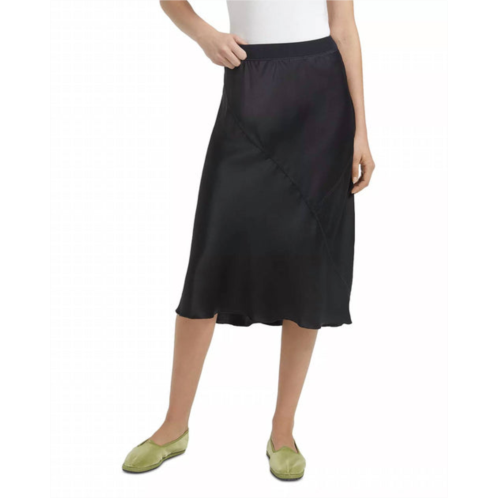 ATM silk pull on midi skirt in black