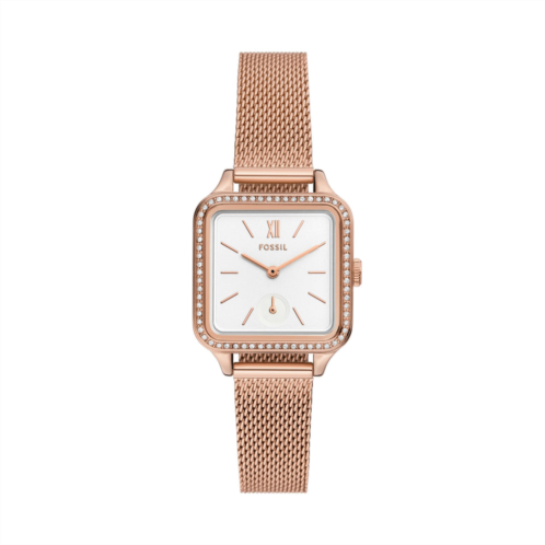 Fossil womens colleen three-hand rose gold-tone stainless steel watch