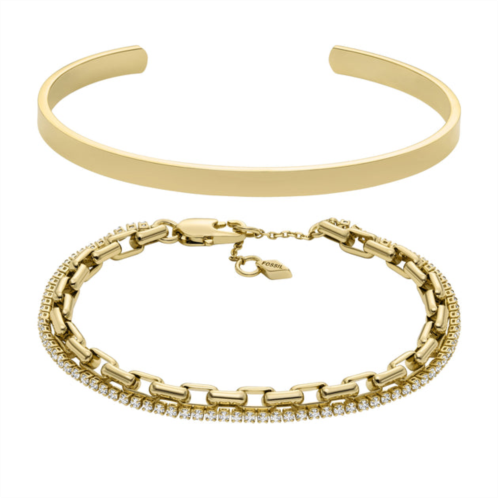 Fossil womens core gift set gold-tone brass bracelet set