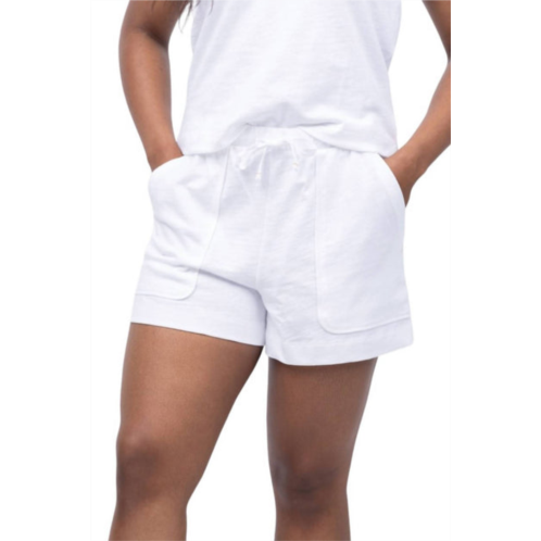 Lilla P elastic waist drawstring shorts in white