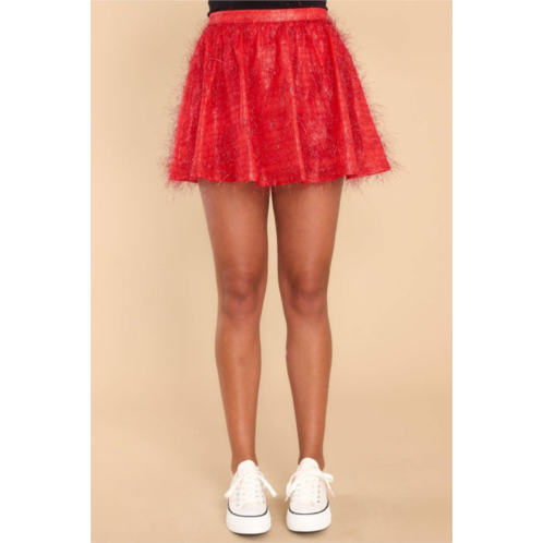 QUEEN OF SPARKLES tinsel skort in red