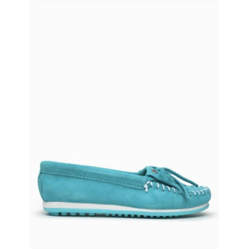 MINNETONKA kilty plus leather moccasin in turquoise