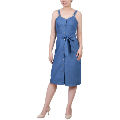 NY Collection petites womens cotton knee-length shirtdress