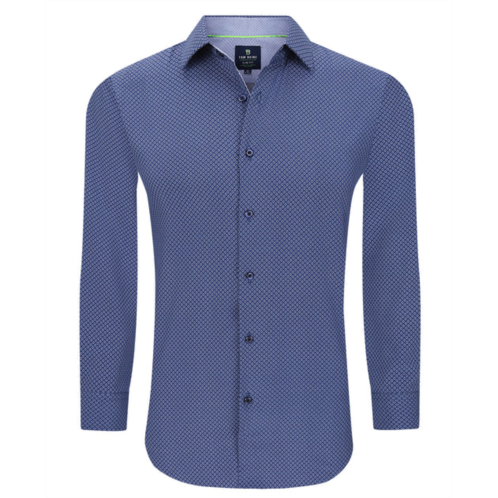 Tom Baine slim fit performance long sleeve geometric button down