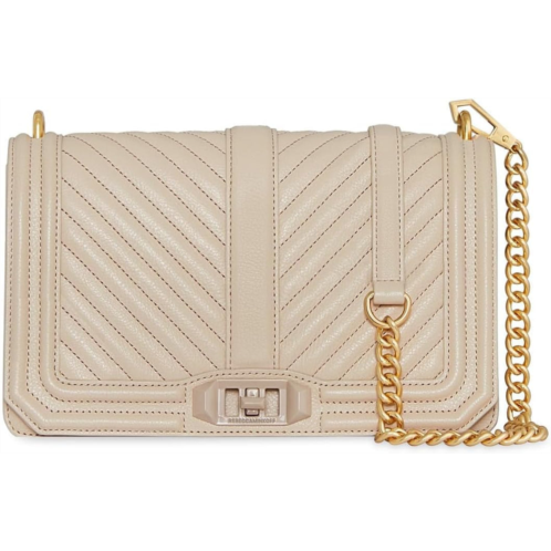 Rebecca Minkoff chevron quilted love crossbody stone