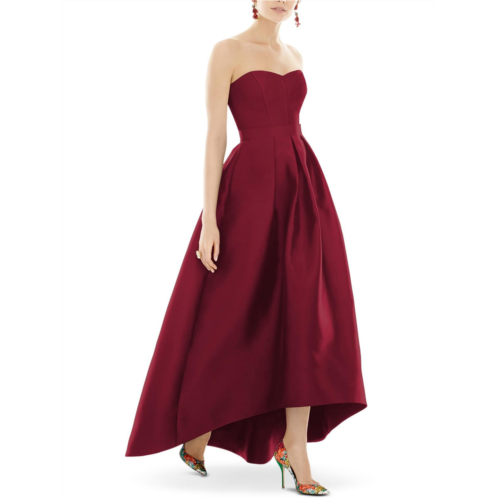 Alfred Sung womens satin hi-low evening dress