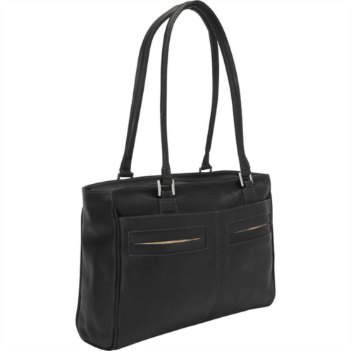 Piel Leather ladies laptop tote with pockets in black