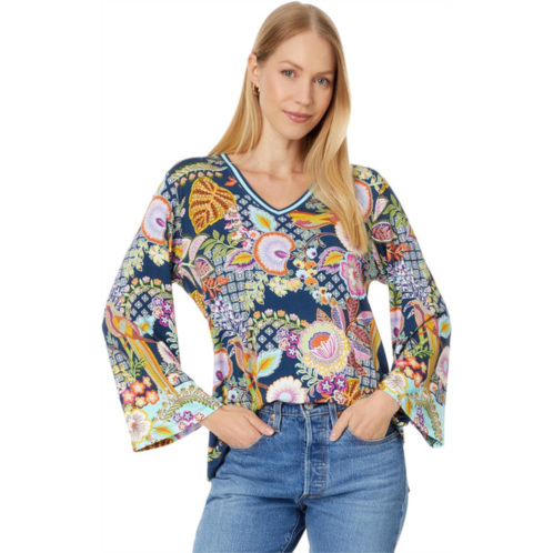 Johnny Was womens the janie favorite v-neck kimono sleeve tee-wild, multicolor