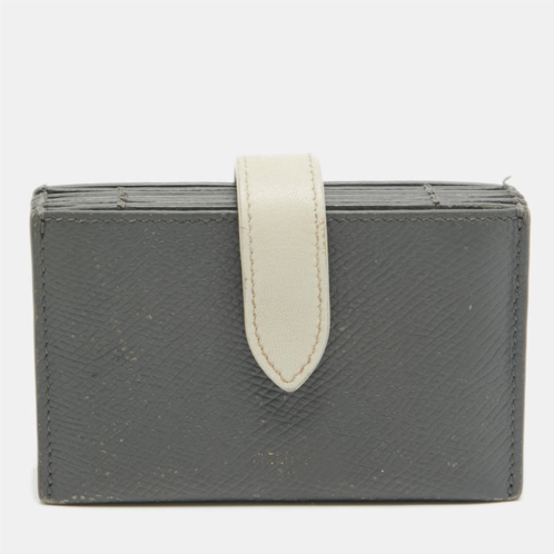 Celine grey/off white leather accordion card holder