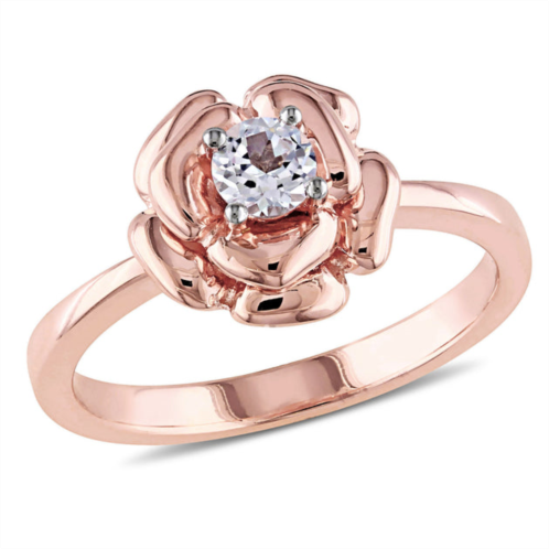 Mimi & Max created white sapphire floral ring in rose silver