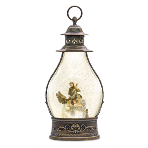 HouzBling snow globe lantern w/holy family 15.5h plastic 6 hr timer 3 aa batteries, not included or usb cord included