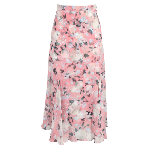 ERDEM shea floral-print midi skirt in pink silk