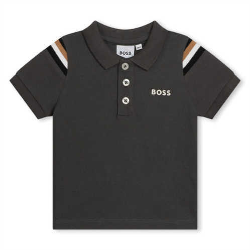 BOSS charcoal gray logo polo