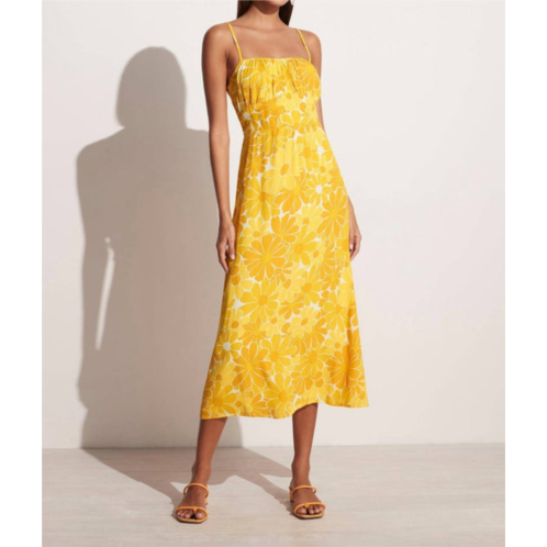 FAITHFULL THE BRAND carioca midi dress in canaria floral - marigold