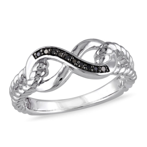 Mimi & Max black diamond infinity link ring in sterling silver with black rhodium