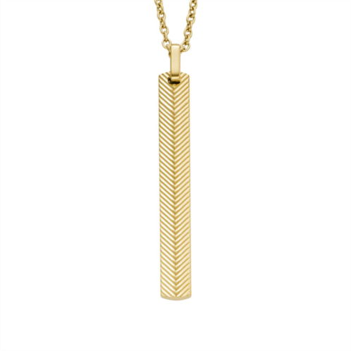 Fossil mens harlow linear texture gold-tone stainless steel chain necklace